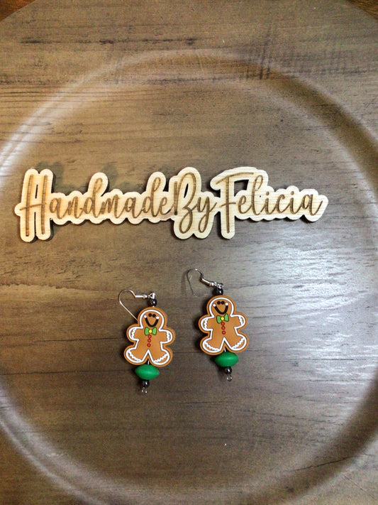 Gingerbread earrings green