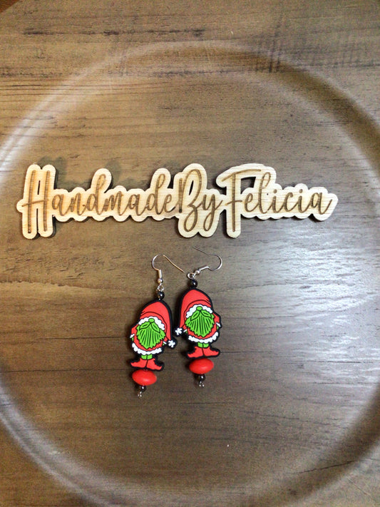 Santa earrings green red