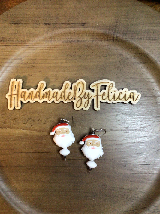 Santa 3d earrings white