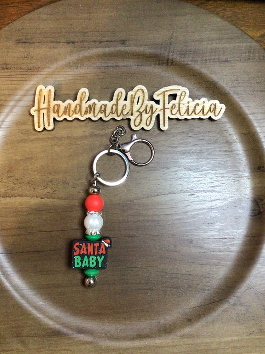 Santa baby black keychain