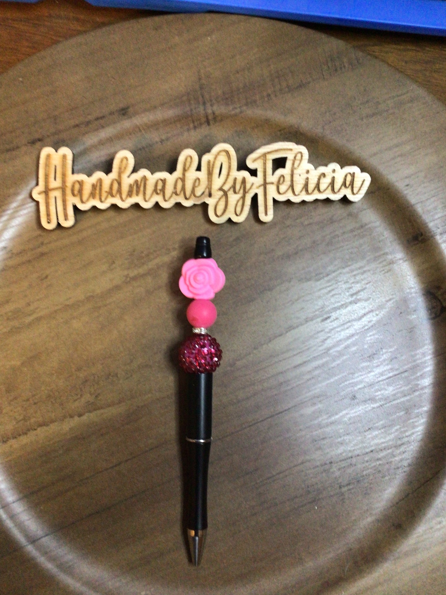 Pink rose black pen