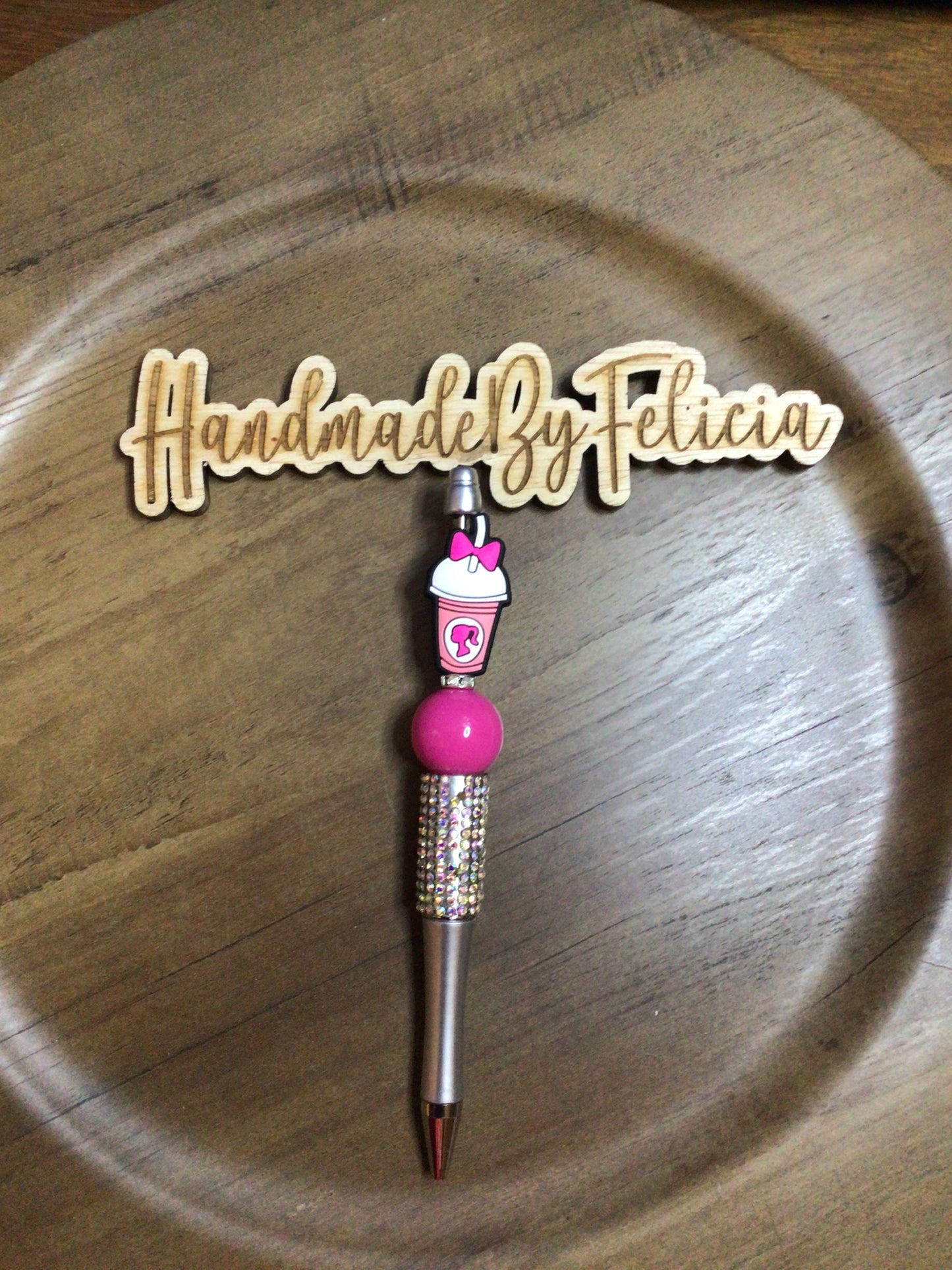 Latte pink and silver pen