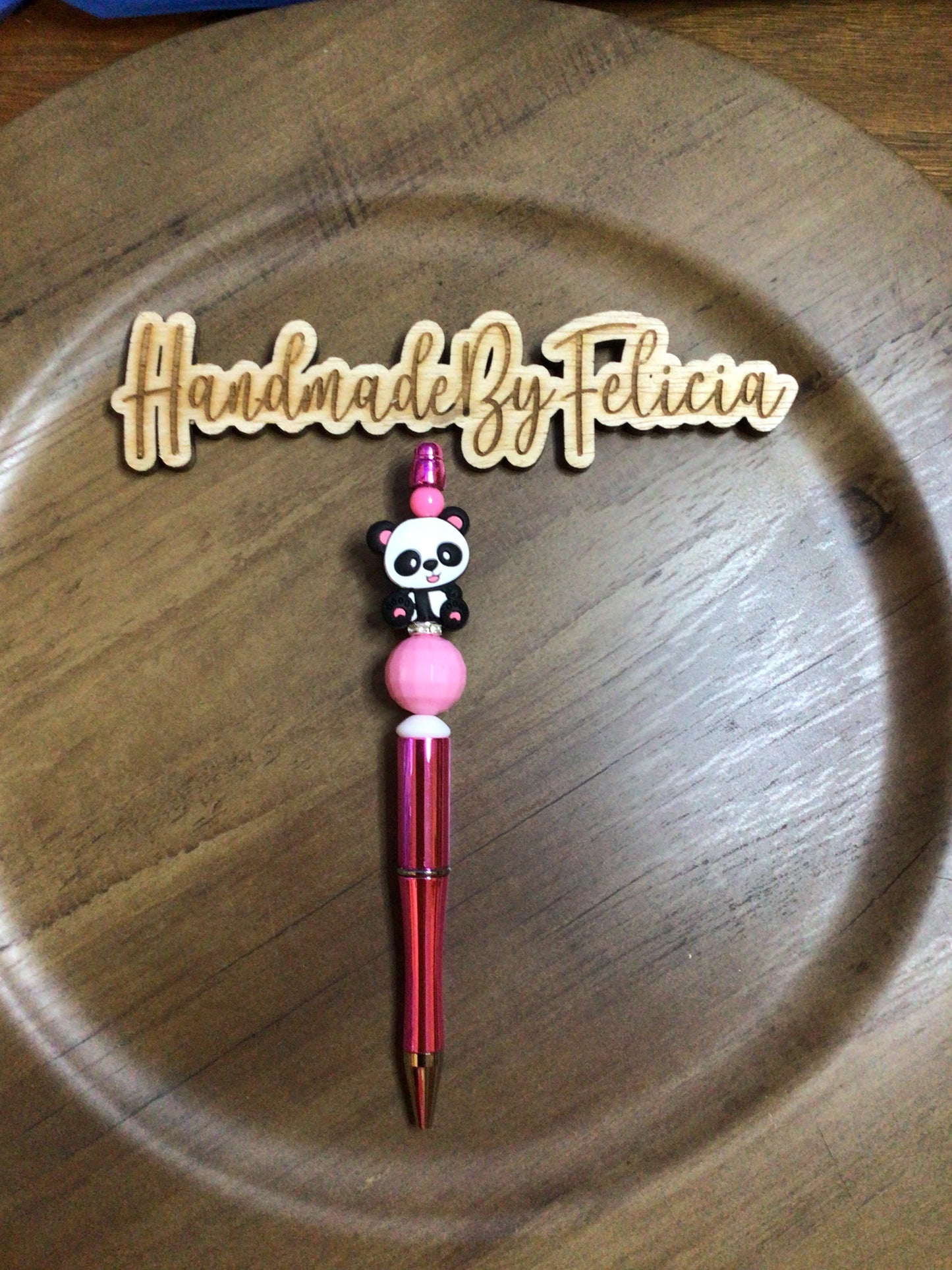 Panda shiny pink pen