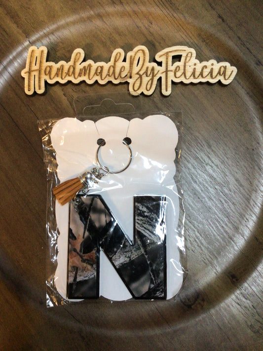 Letter N camo keychain