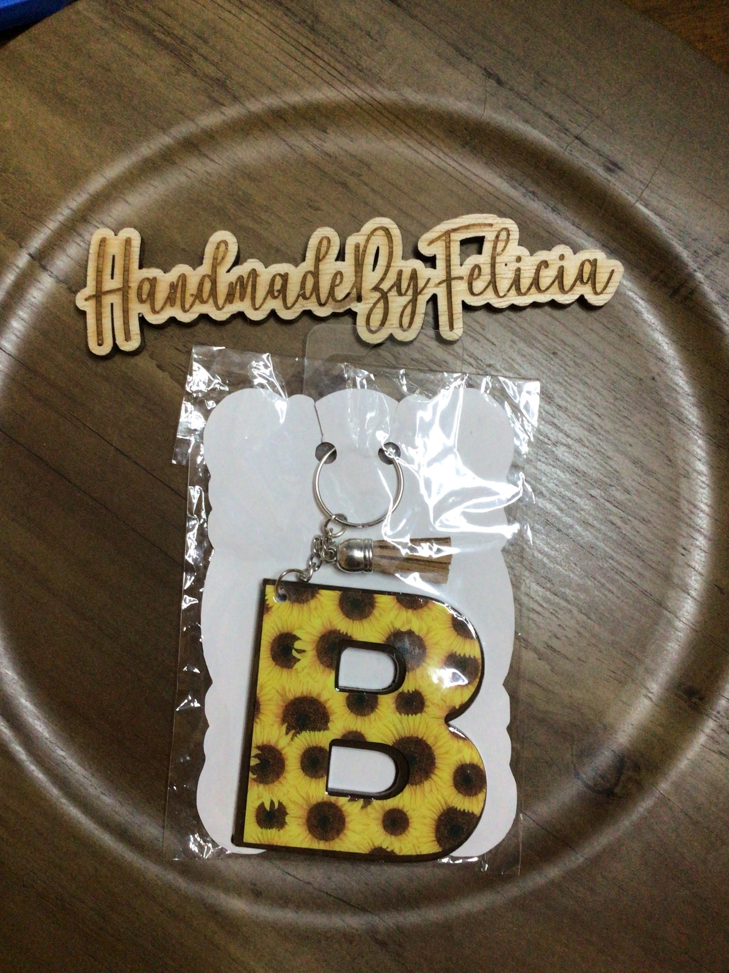 Sunflower letter B acrylic keychain