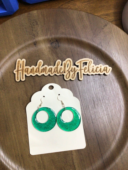 Green glitter acrylic earrings